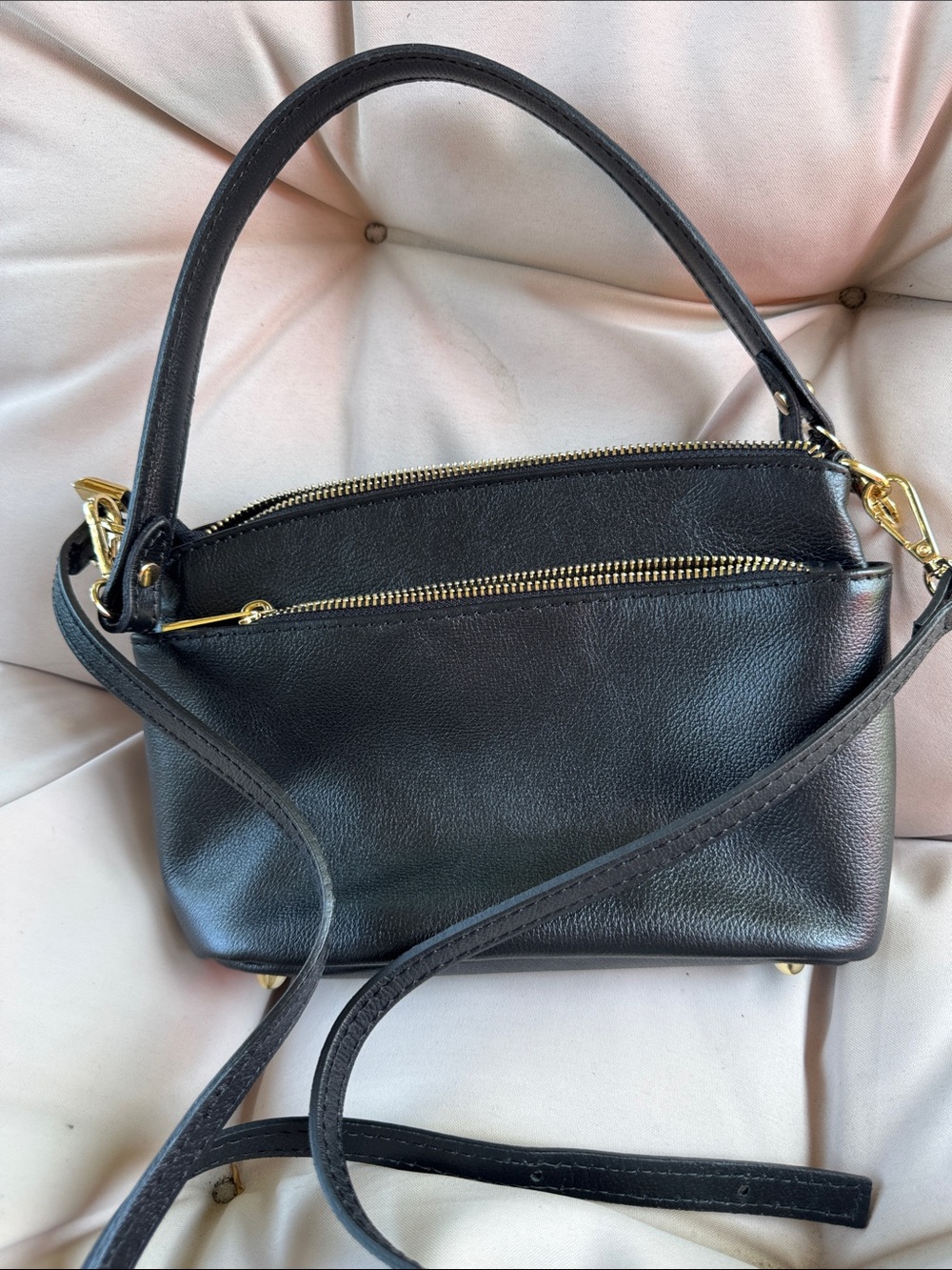 Black Leather Crossbody Bag - Picture 4 of 4